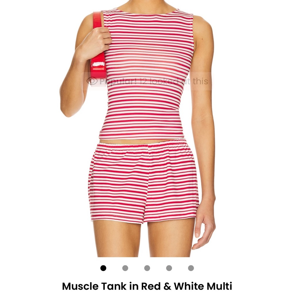 MATCHING SET- Striped Red and White Tank Top & Shorts